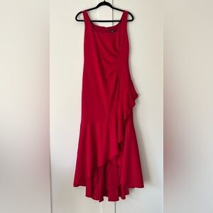 ADRIANNA PAPELL RED CASCADE RUFFLE HEM DRESS NWT
